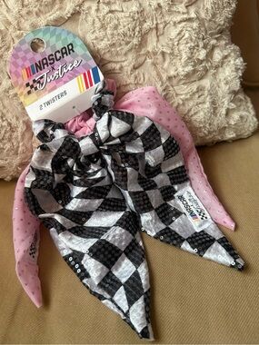 Nascar Pink and Black Sequin Checkered Hair Twister Set